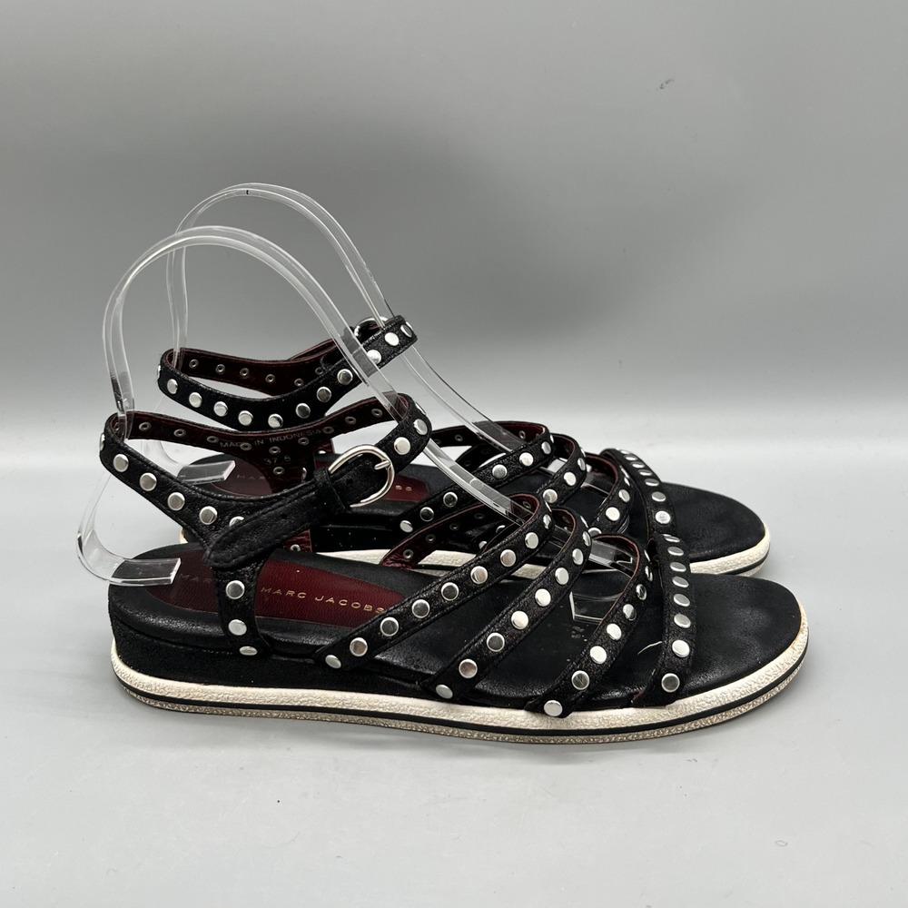 Marc by Marc Jacobs Sandals Womens 7 Black Studded Strappy Ankle Platform Shoes